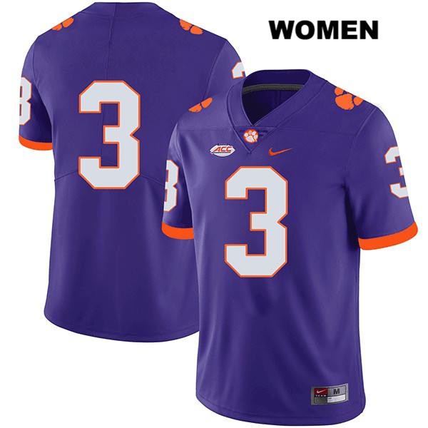 Women's Clemson Tigers #3 Amari Rodgers Stitched Purple Legend Authentic Nike No Name NCAA College Football Jersey BZD3146KE